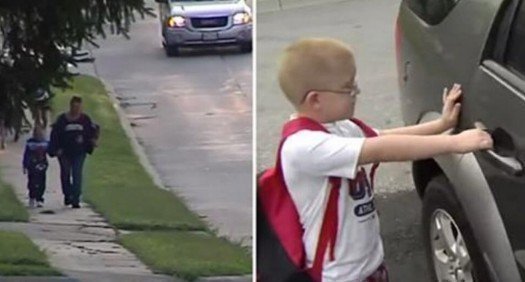 Το απίστευτο βίντεο με το παιδάκι που μπαίνει σε ξένο αυτοκίνητο για να τον πάει στο σχολείο!